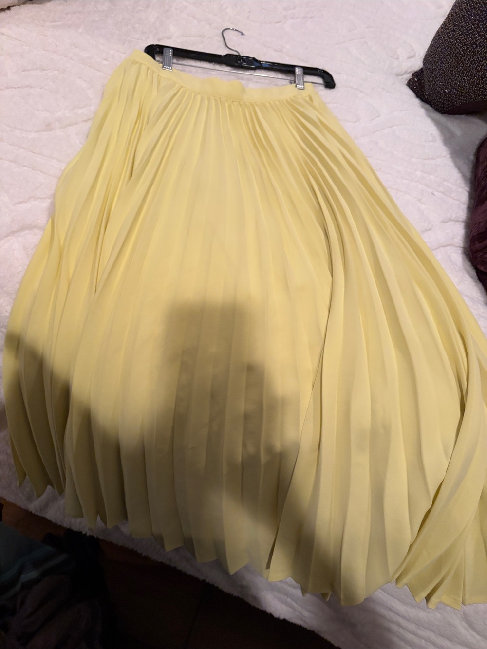 cinq a sept Pale Yellow Pleated Midi Skirt